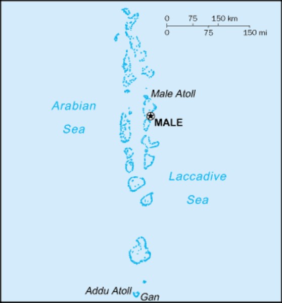 World Map Maldives. Maldives